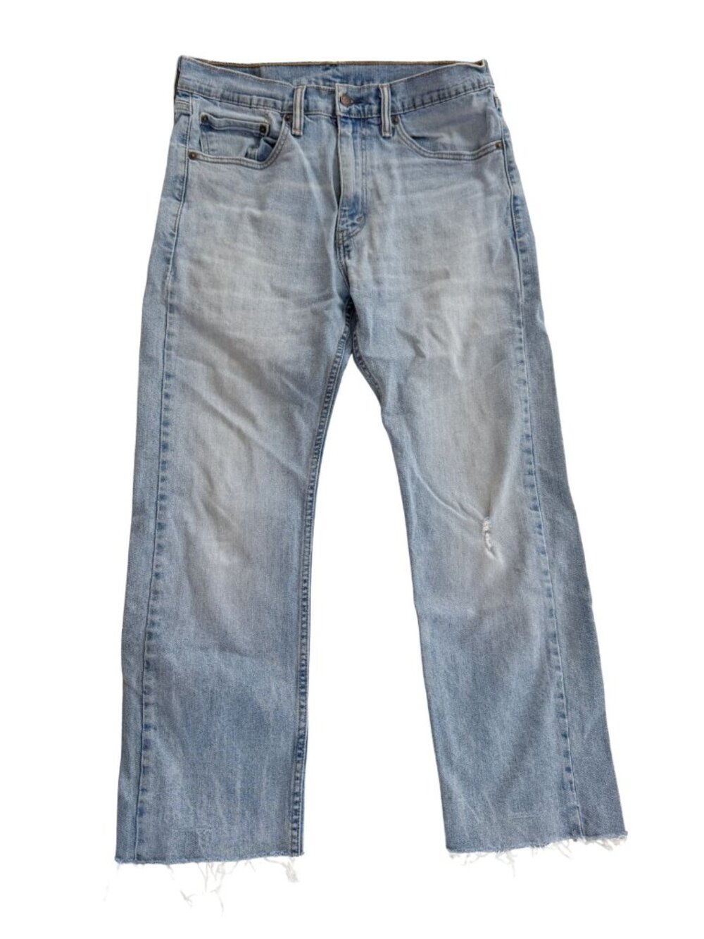 Levi's 505 Regular Fit Straight Leg Jeans Light Wash Raw Cut Hem